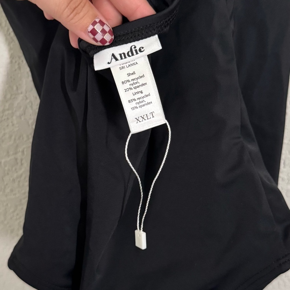 Andie The Tulum Scoop Neck Cross Back One Piece Swimsuit in Black Size XXL TALL - Picture 9 of 9